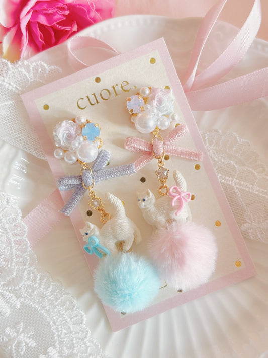 愛麗斯小貓粉嫩耳環/耳夾