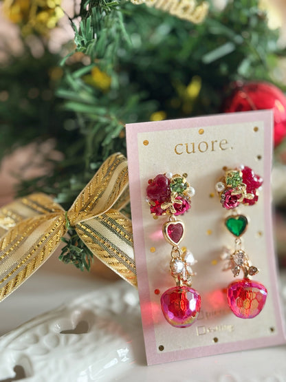 日本手工-聖誕心心立體耳環