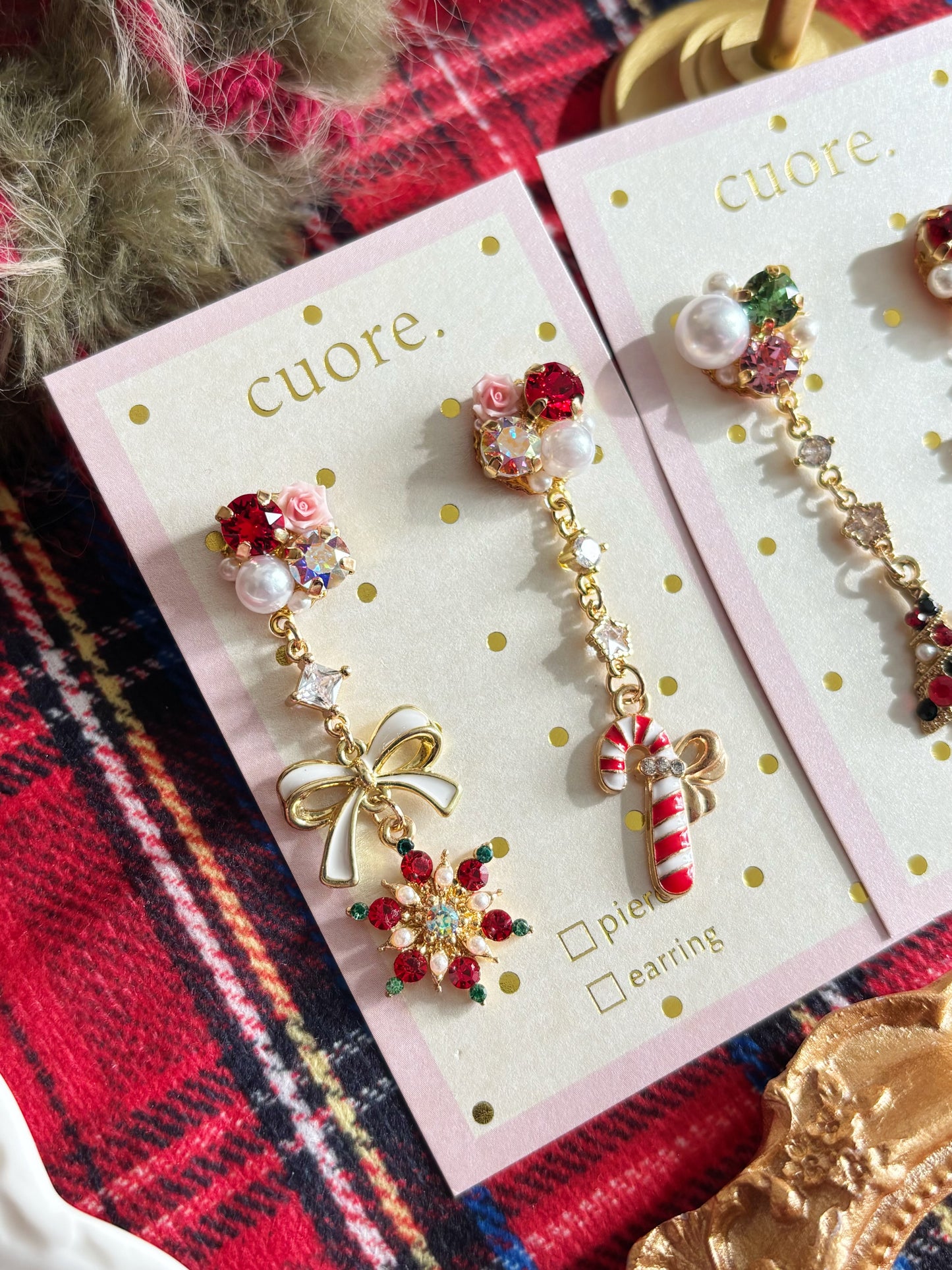 日本手工-聖誕可愛吊飾耳環