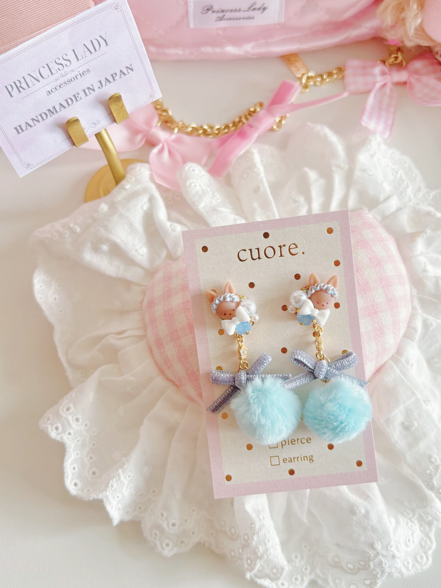 日本手工-熱銷款可愛小兔耳毛茸耳環