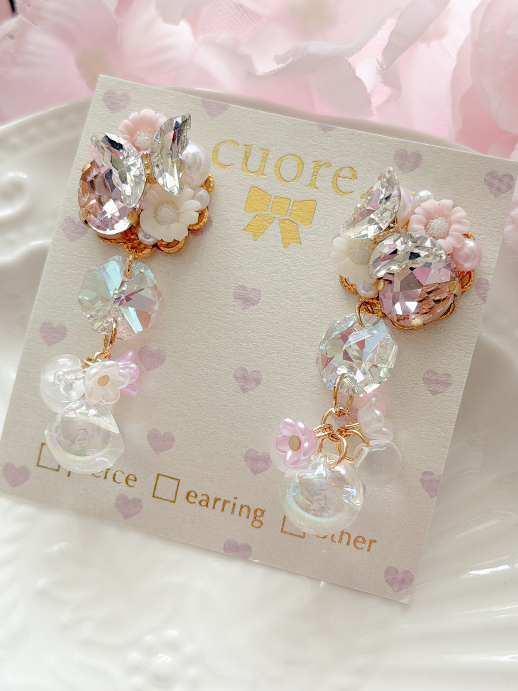 Cuore 獨家| 簡約蝴蝶結水晶耳環