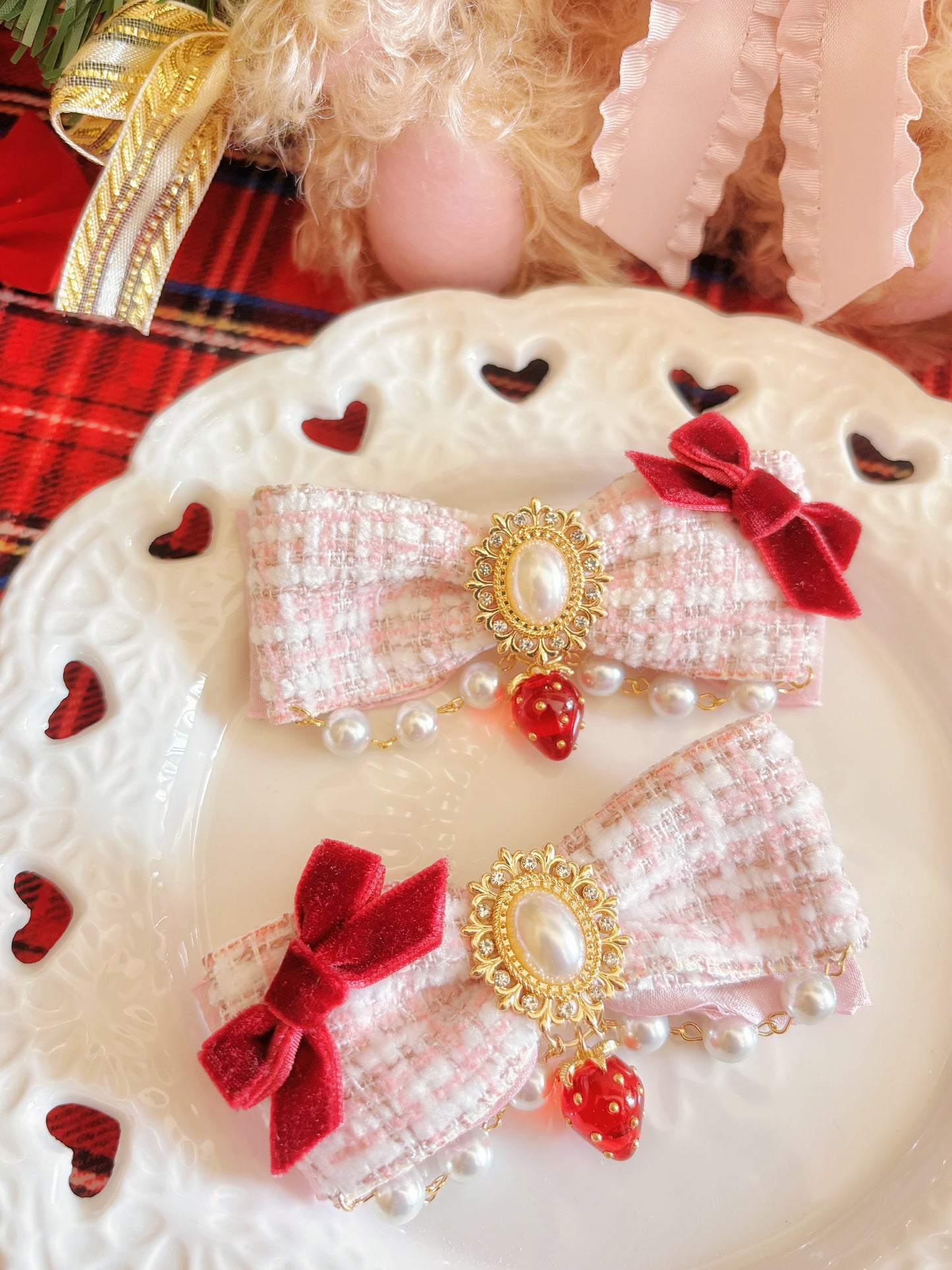 日本手工—毛呢蝴蝶結髮夾