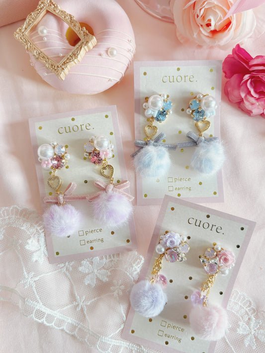 渲染雙色水晶蝴蝶結耳環