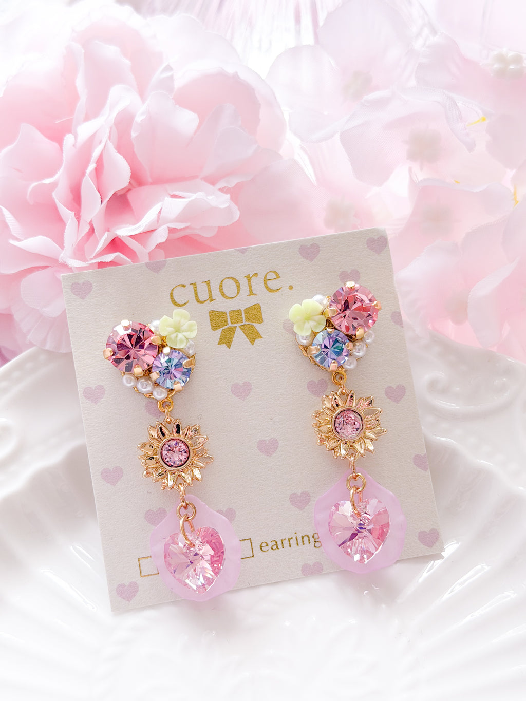 Cuore獨家｜ 晨曦花瓣水晶耳環