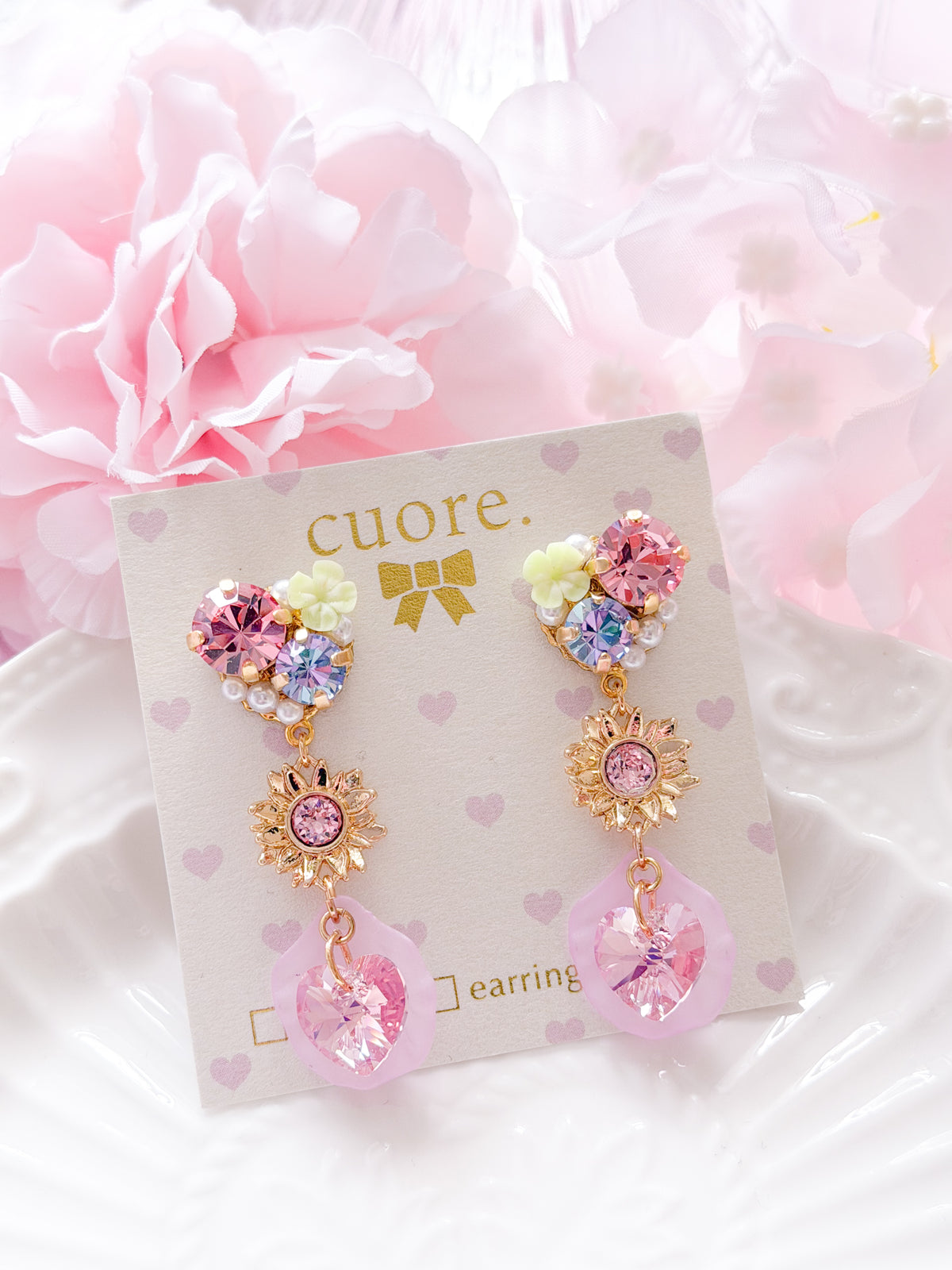 Cuore獨家｜ 晨曦花瓣水晶耳環