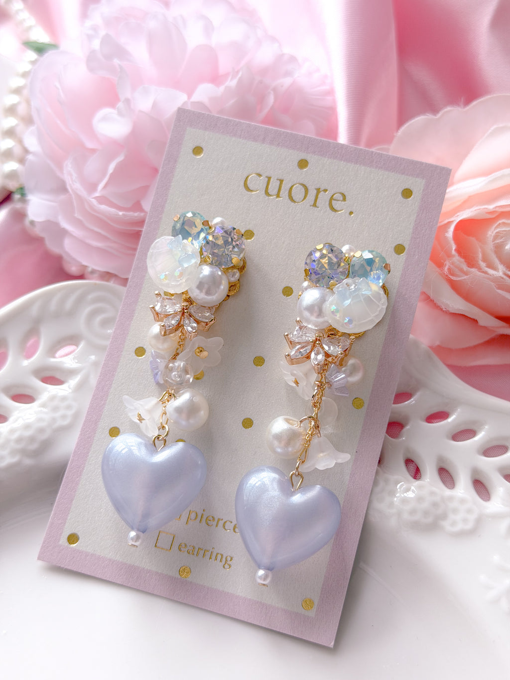 Cuore 獨家｜心心水晶光澤耳環