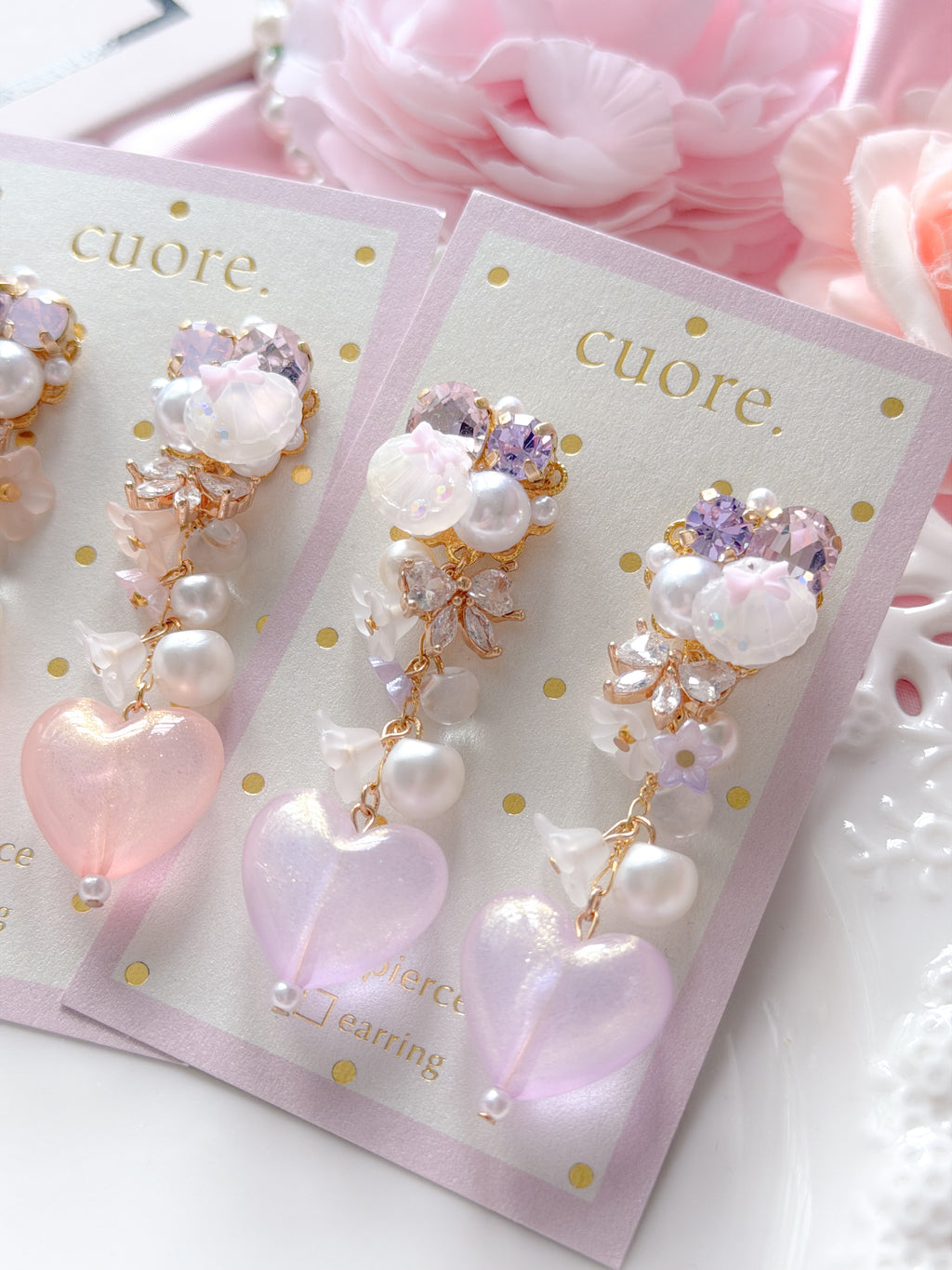 Cuore 獨家｜心心水晶光澤耳環