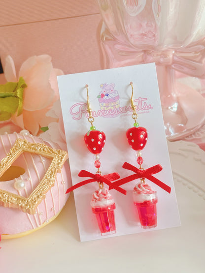 日本手工-草莓梳打造型耳環