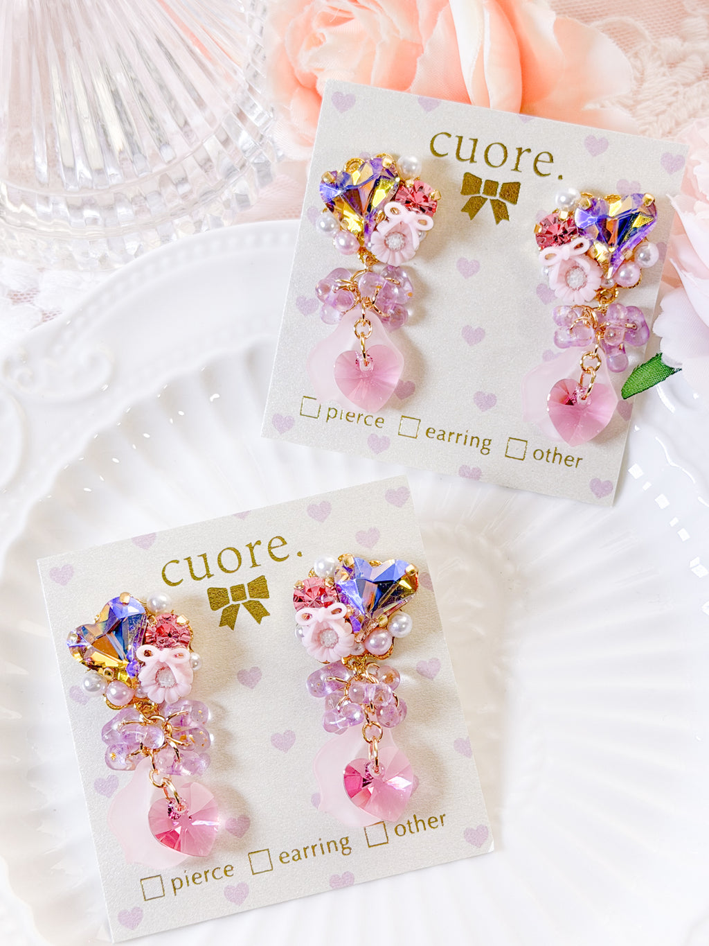 Cuore 獨家款｜ 輕奢水晶花瓣耳環