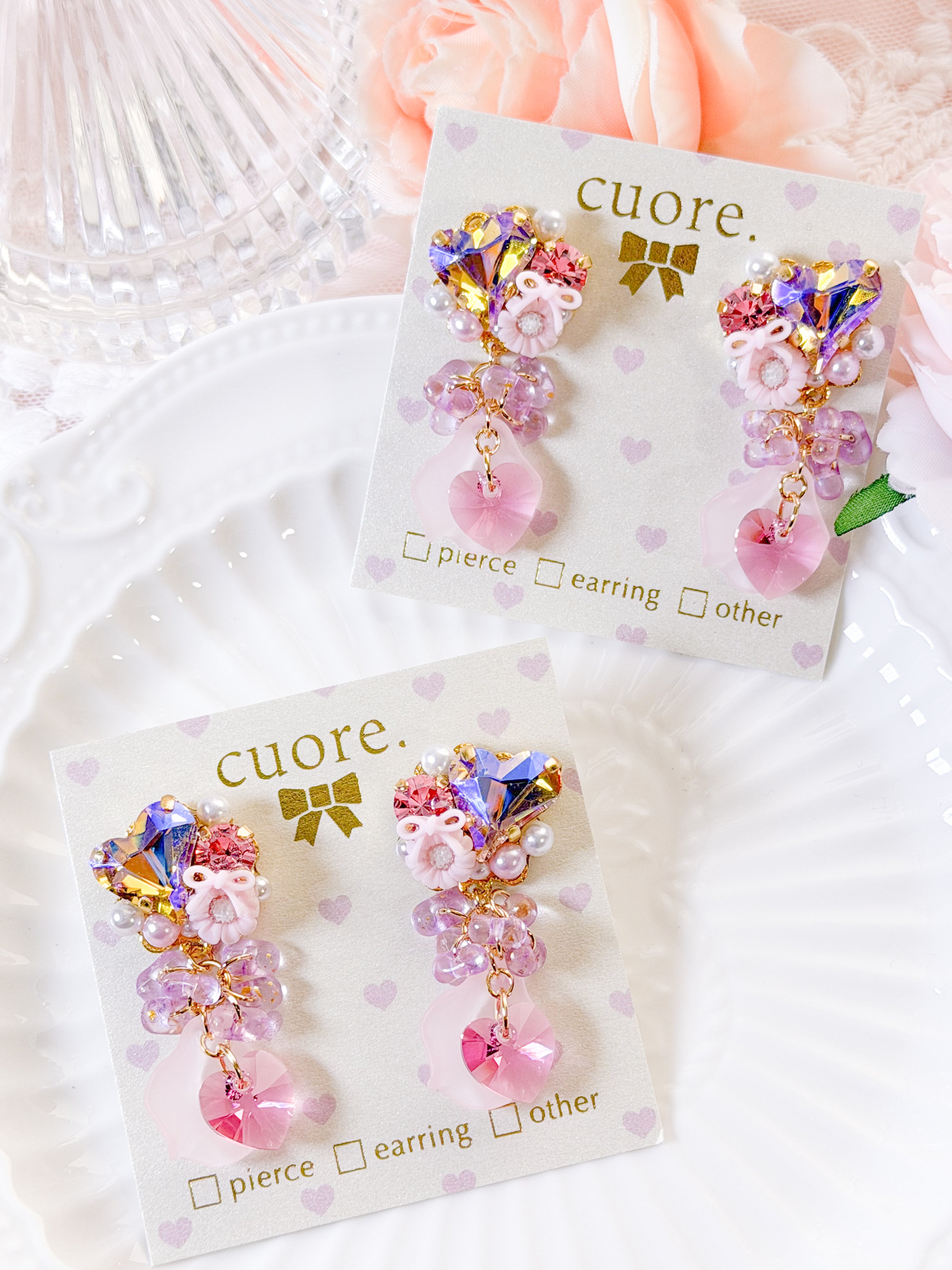 Cuore 獨家款｜ 輕奢水晶花瓣耳環