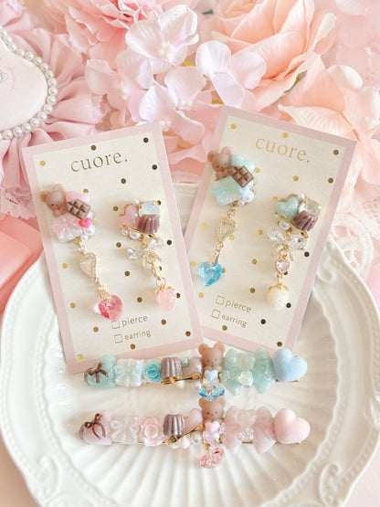 日本手工-CUORE 小熊甜心朱古力造型耳環