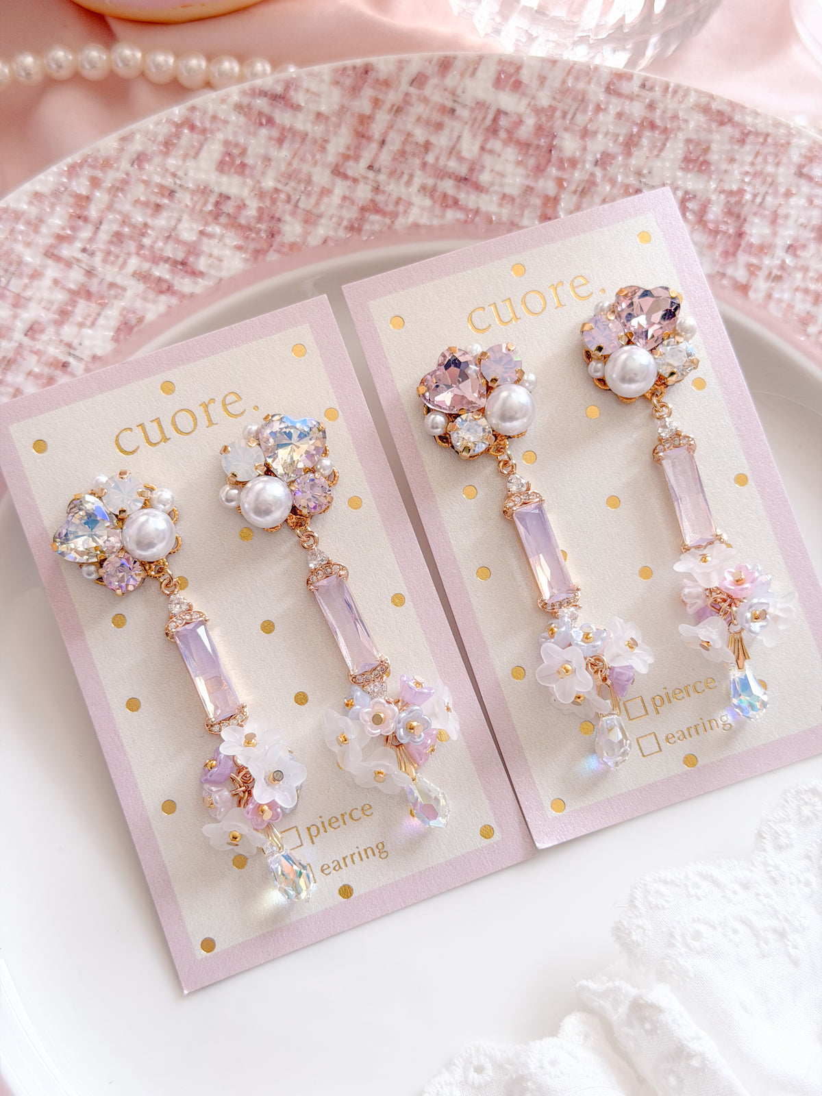 CUORE｜星光公主．珍珠水晶花園耳環