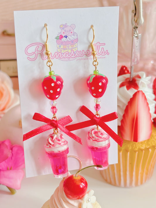 日本手工-草莓梳打造型耳環