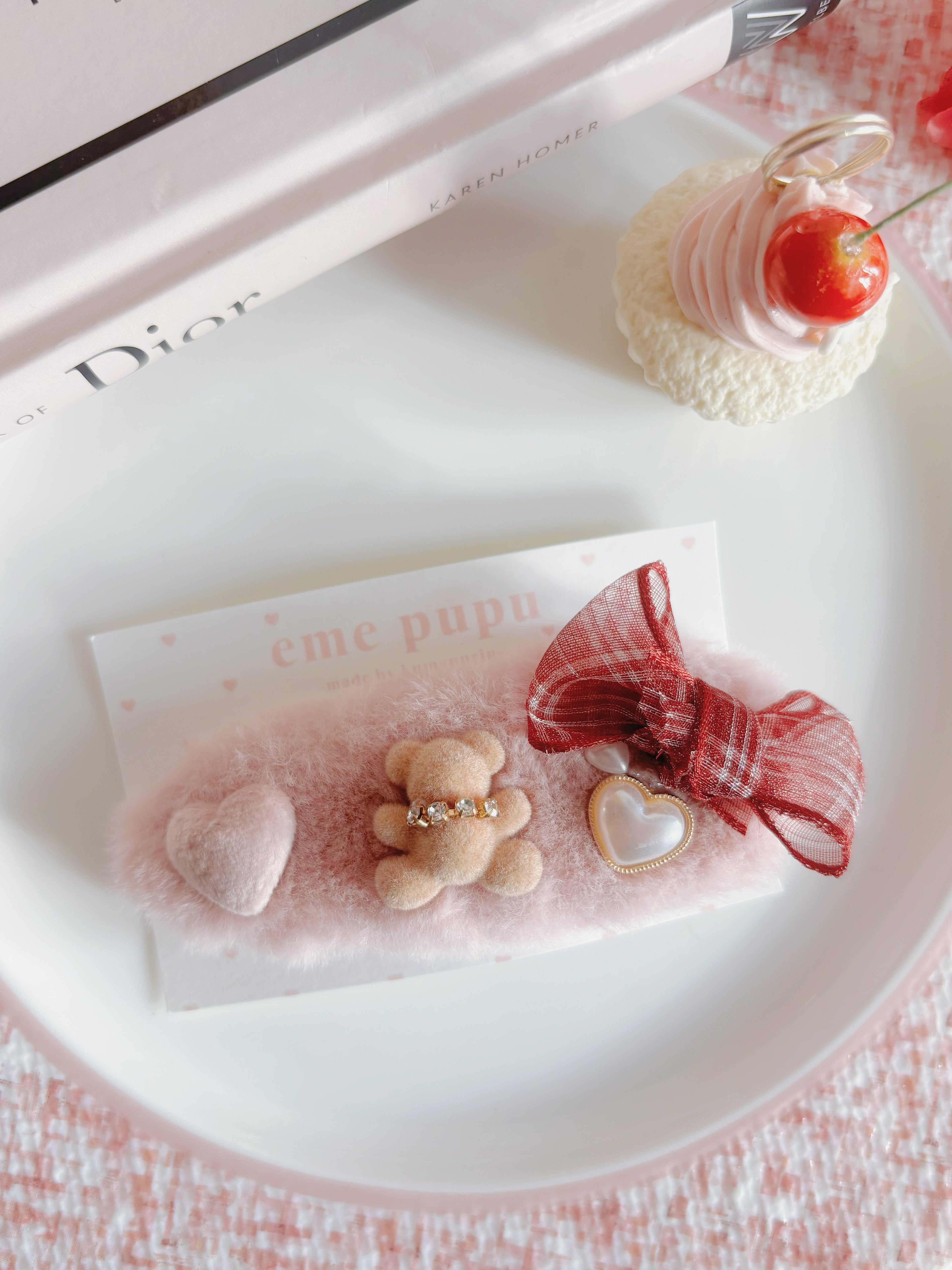 日本手工—可愛小熊毛毛髮夾