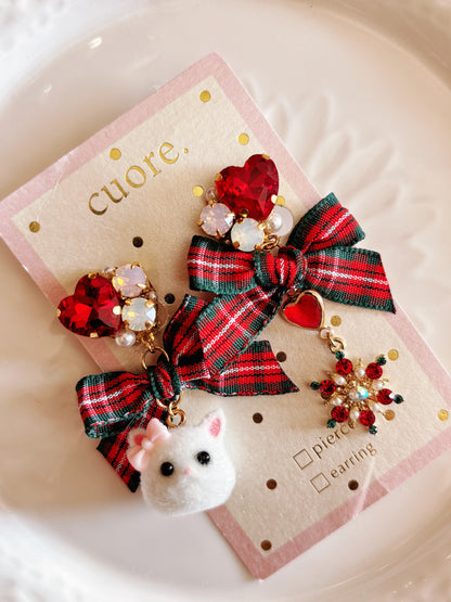 日本手工—聖誕小貓咪耳夾￼