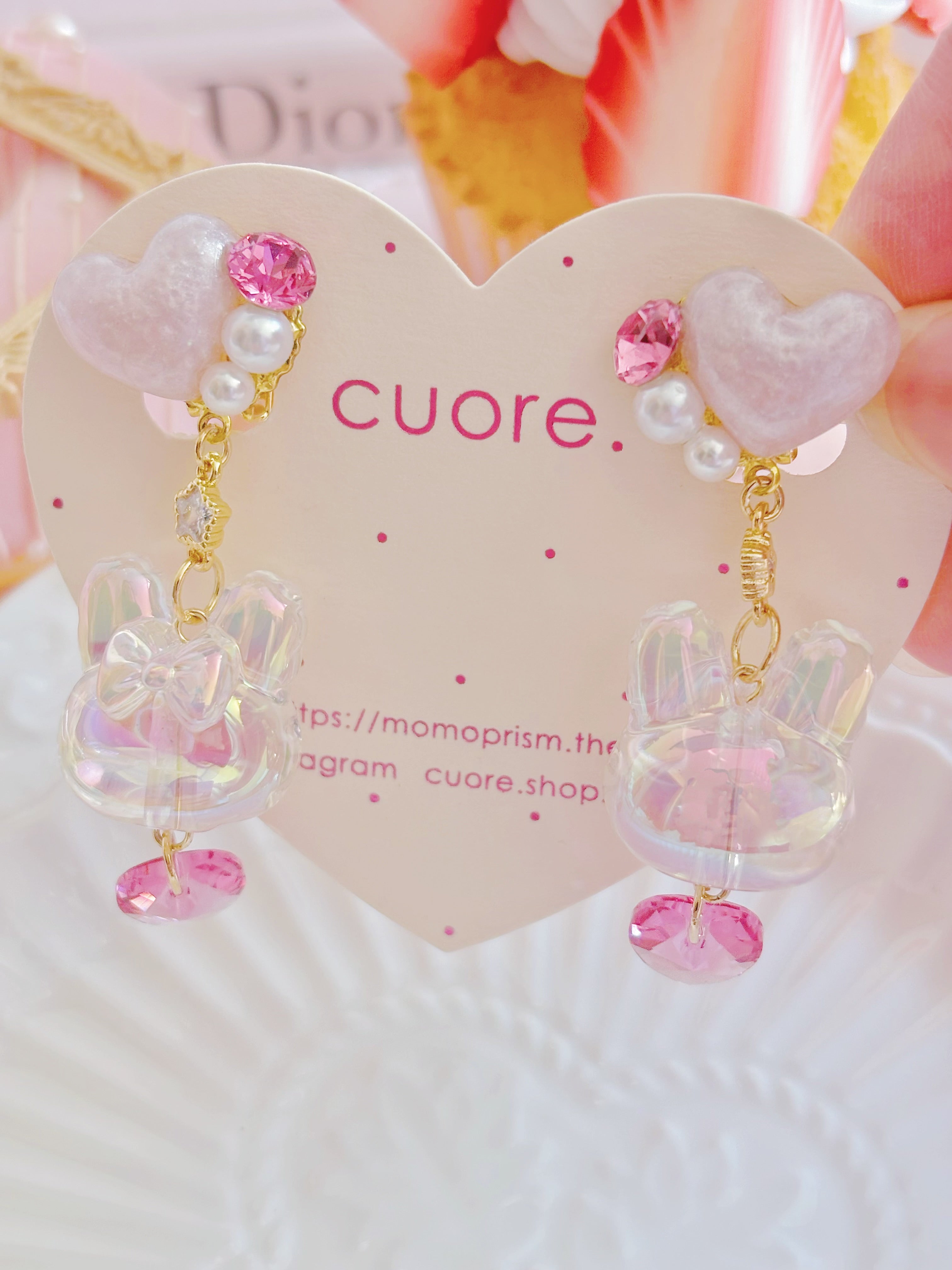 日本手工—小兔心心（耳夾）