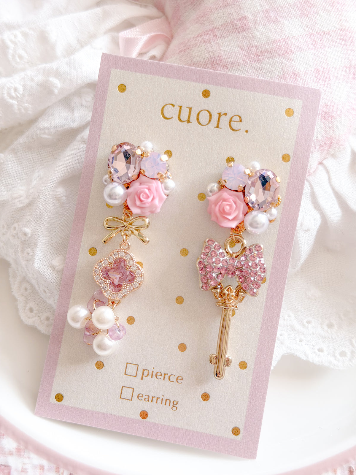 CUORE｜星光公主．玫瑰幸運鑰匙耳環