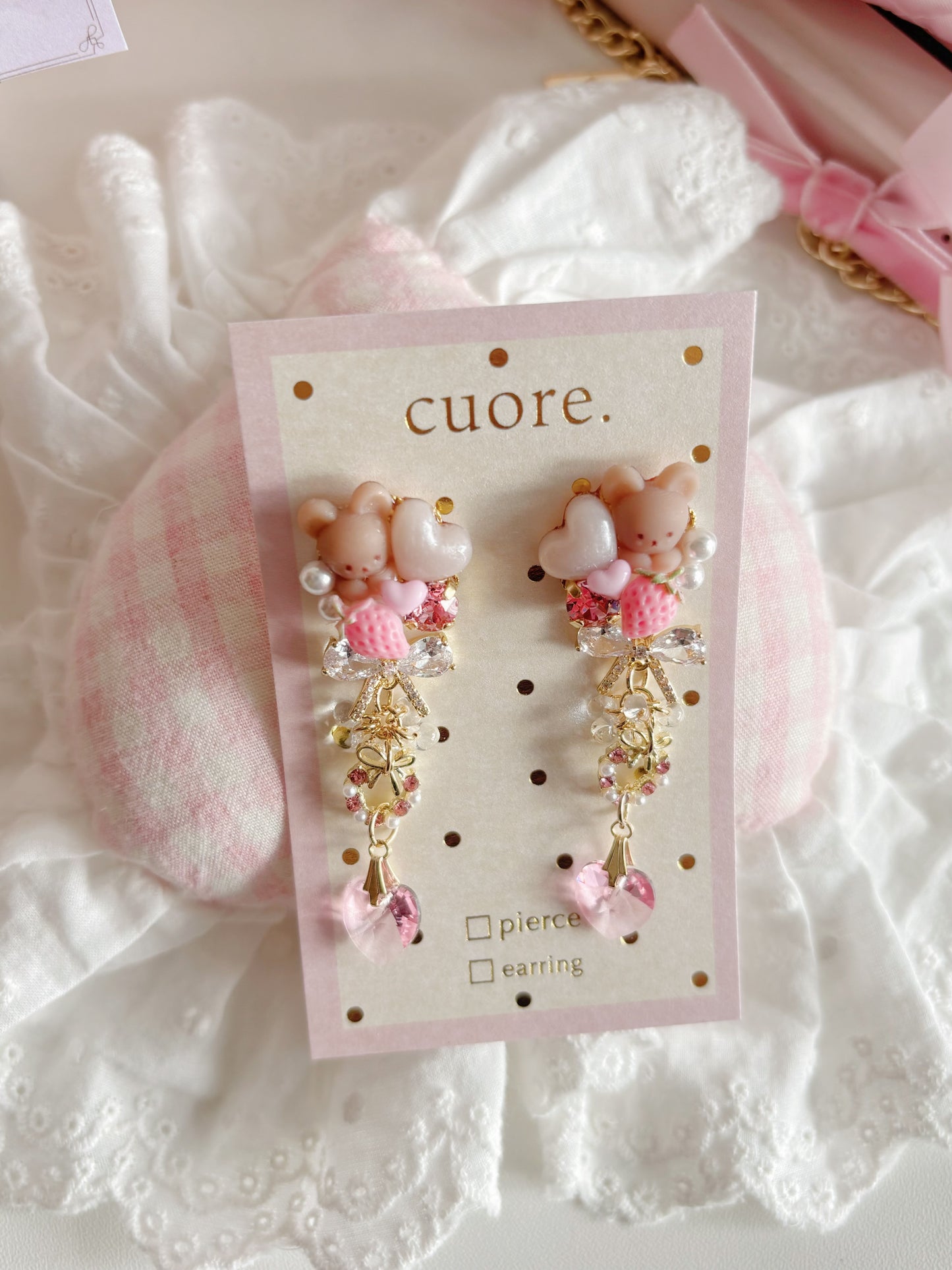 日本手工—香港限定款！小動物造型水晶耳環