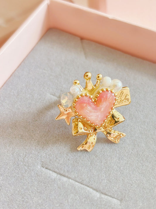 日本手工-公主皇冠心心戒指