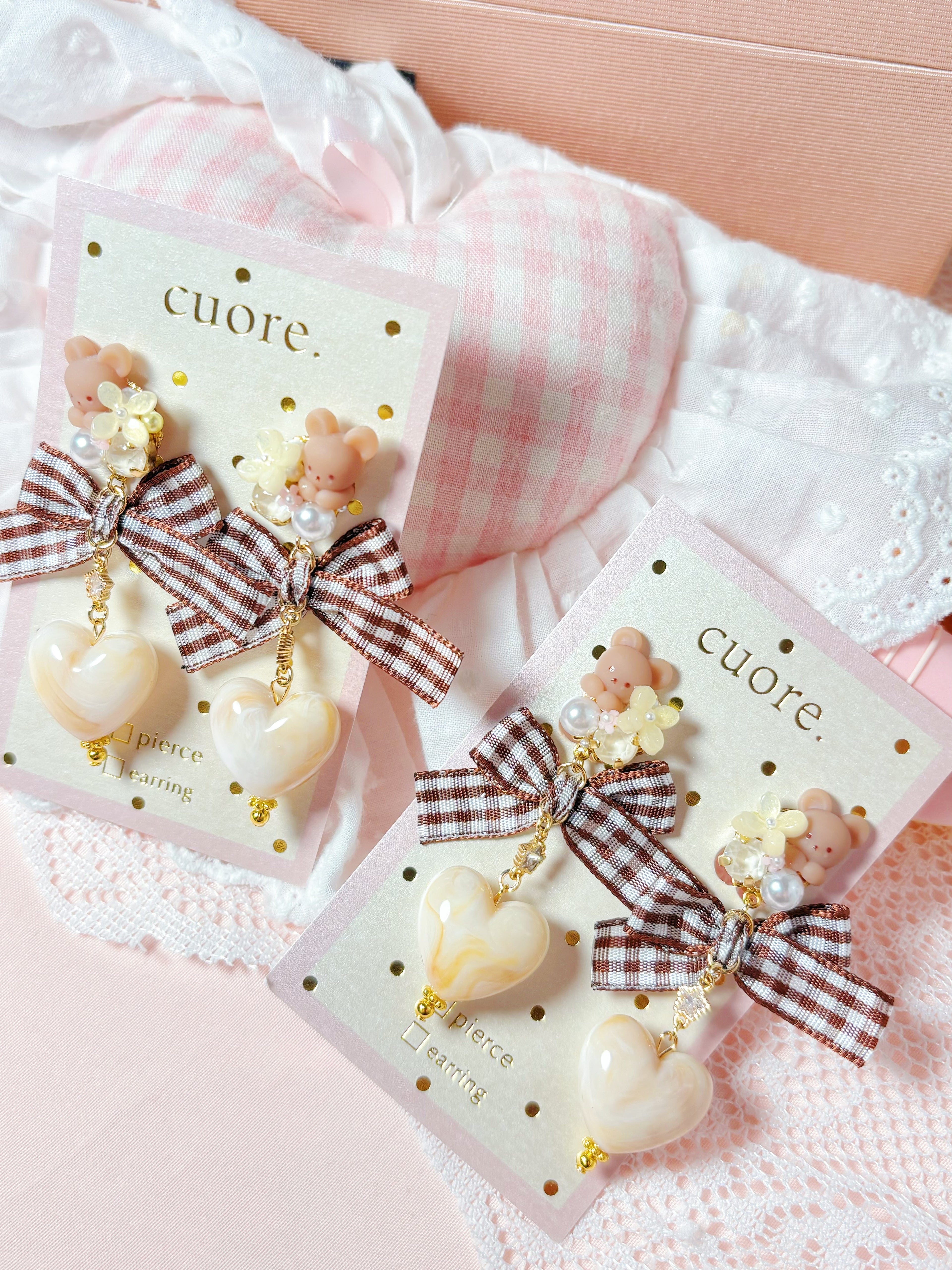 棕色小熊仔耳環|耳夾