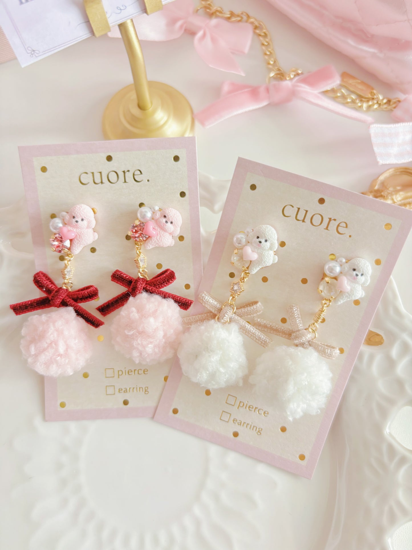 日本手工-超甜可愛富貴小狗耳環