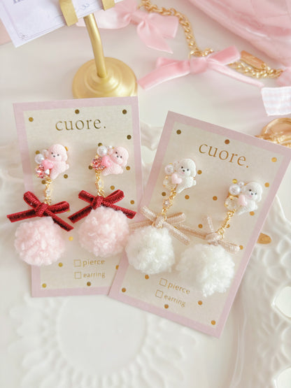日本手工-超甜可愛富貴小狗耳環