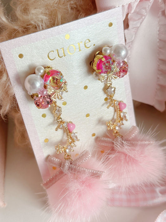 日本手工-半月公主毛茸耳環