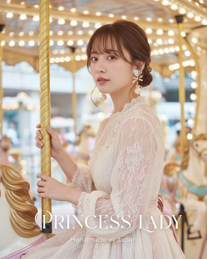 日本手工-白色小熊幻彩耳環