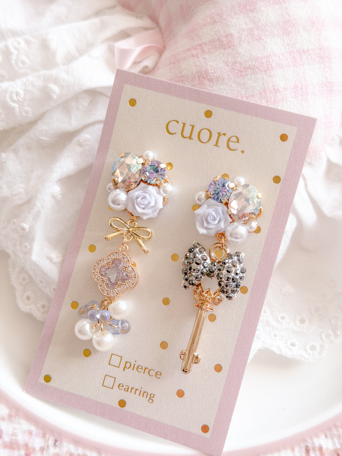 CUORE｜星光公主．玫瑰幸運鑰匙耳環