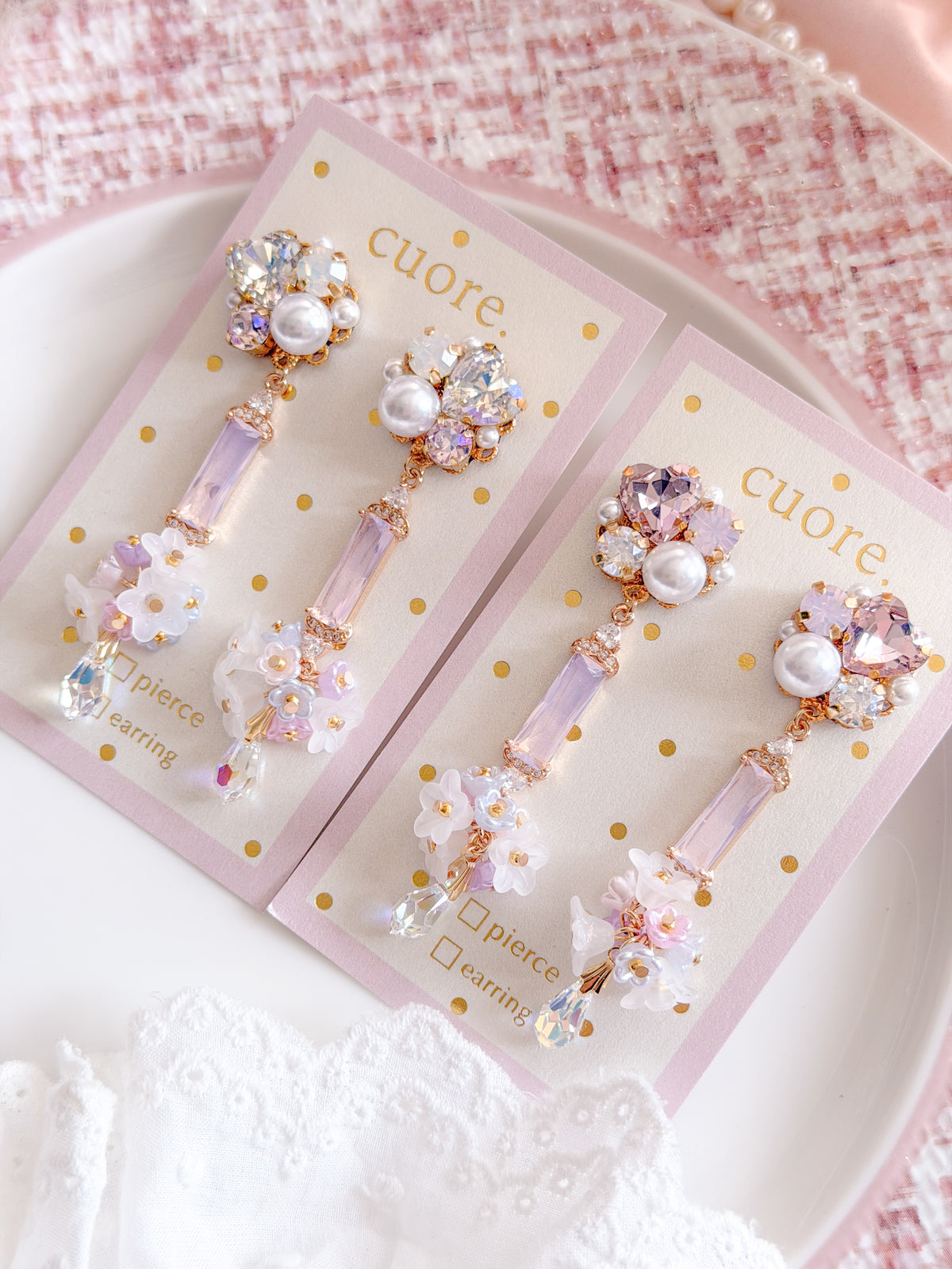 CUORE｜星光公主．珍珠水晶花園耳環