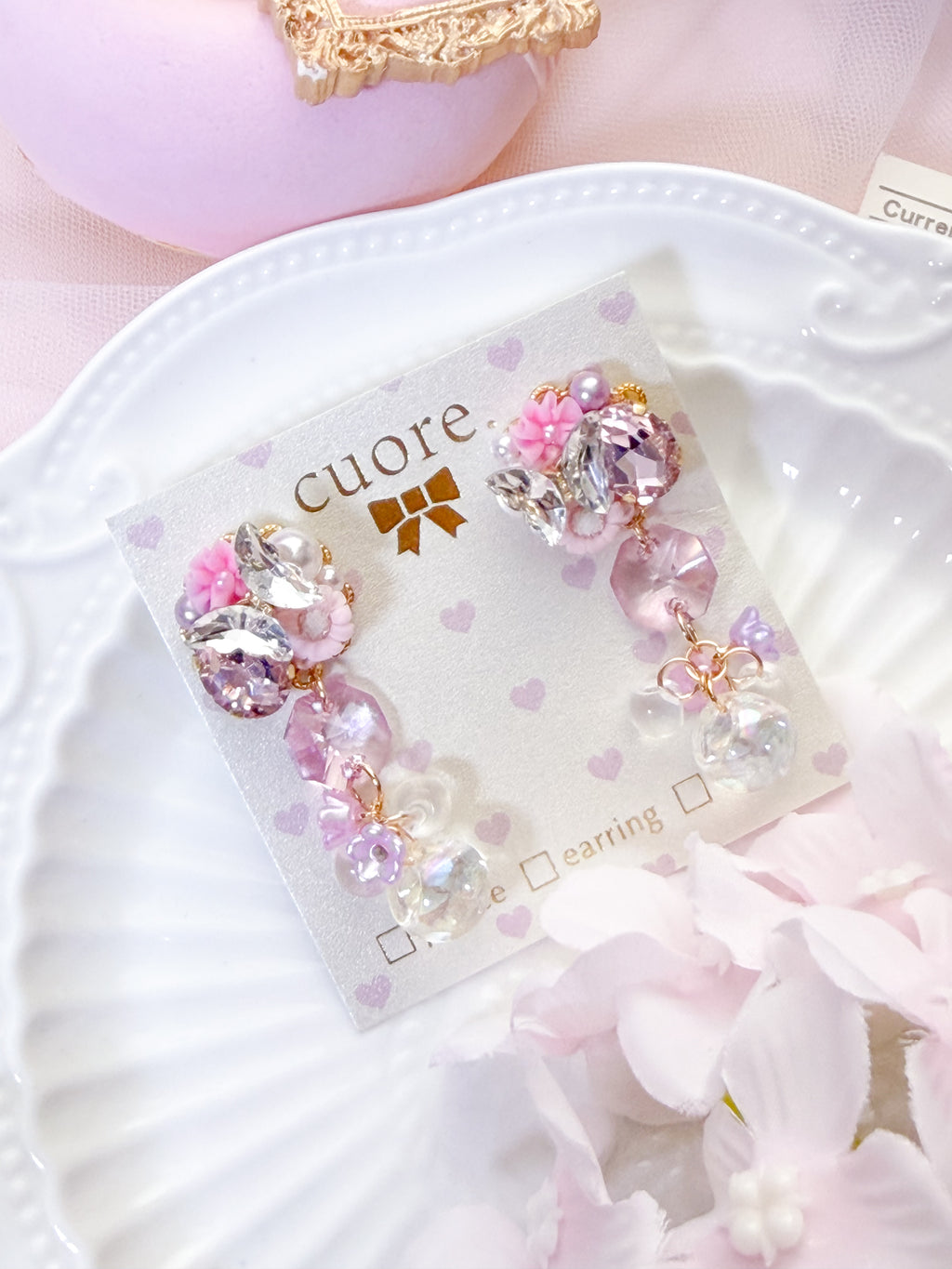 Cuore 獨家｜ 水晶花花立體晶球耳環