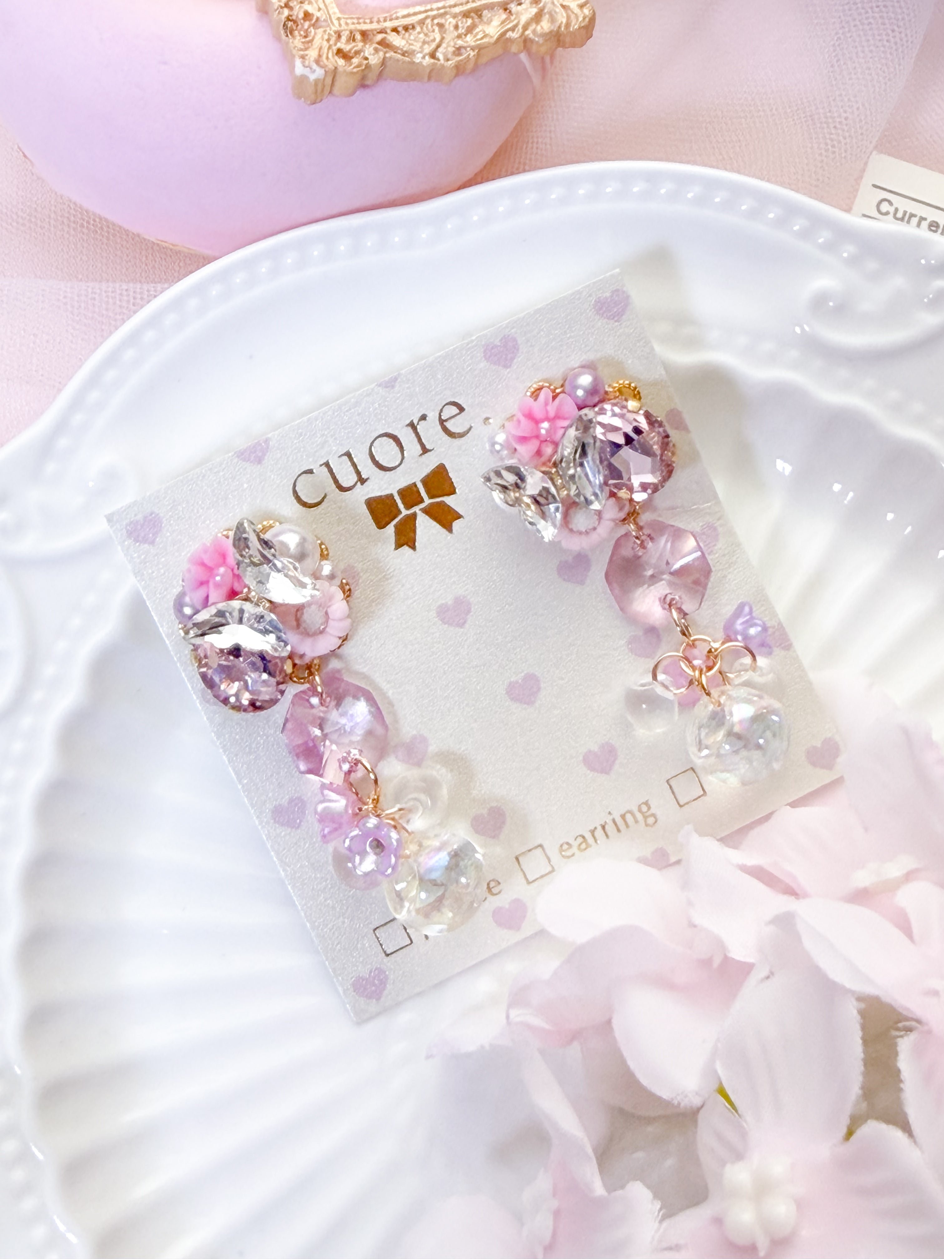 Cuore 獨家｜ 水晶花花立體晶球耳環