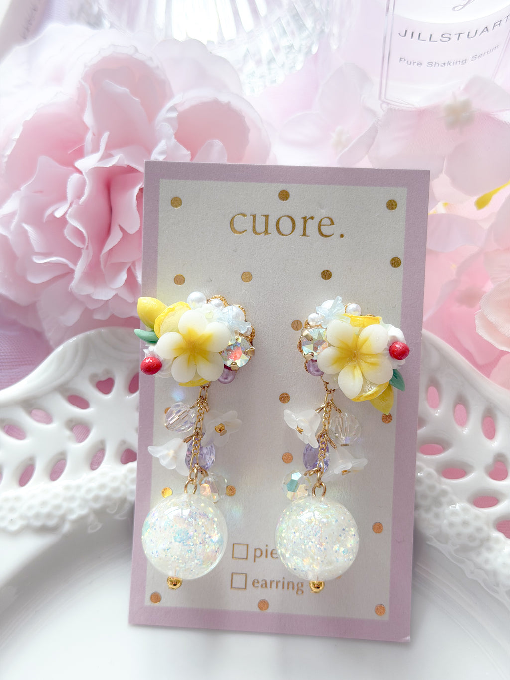 Cuore獨家｜手作雞蛋花流蘇垂墜耳環