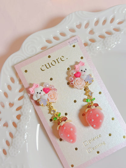 日本手作-可愛毛茸草莓小狗耳夾