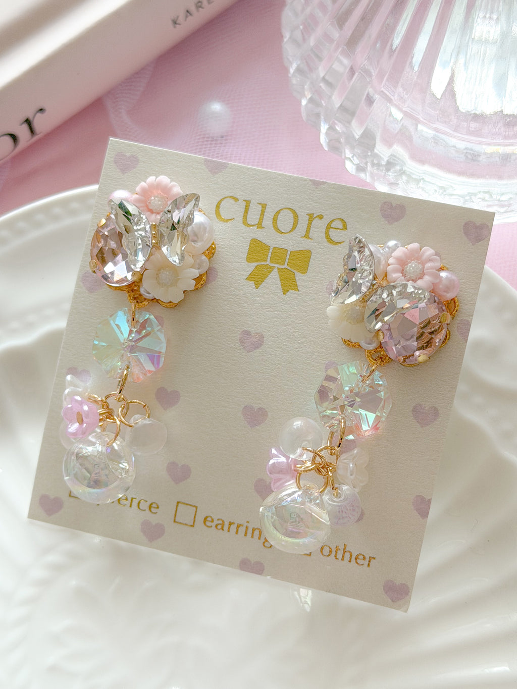 Cuore 獨家| 簡約蝴蝶結水晶耳環