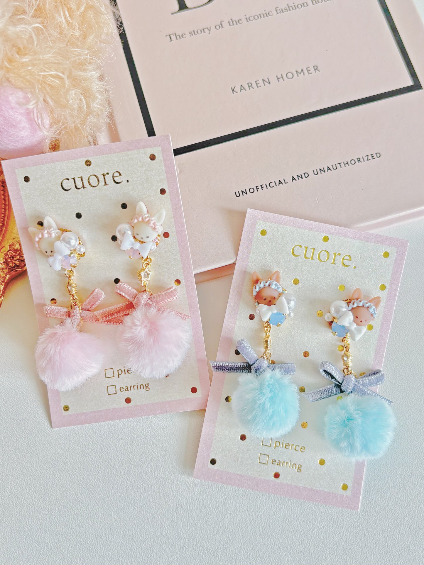 日本手工-熱銷款可愛小兔耳毛茸耳環