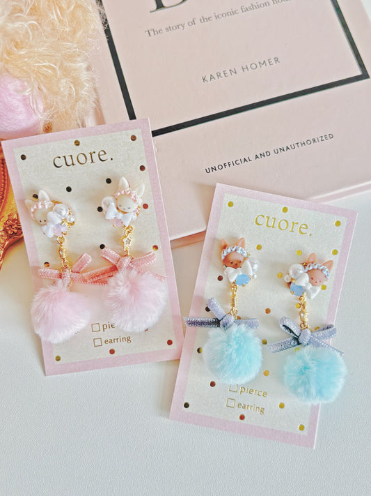 日本手工-熱銷款可愛小兔耳毛茸耳環