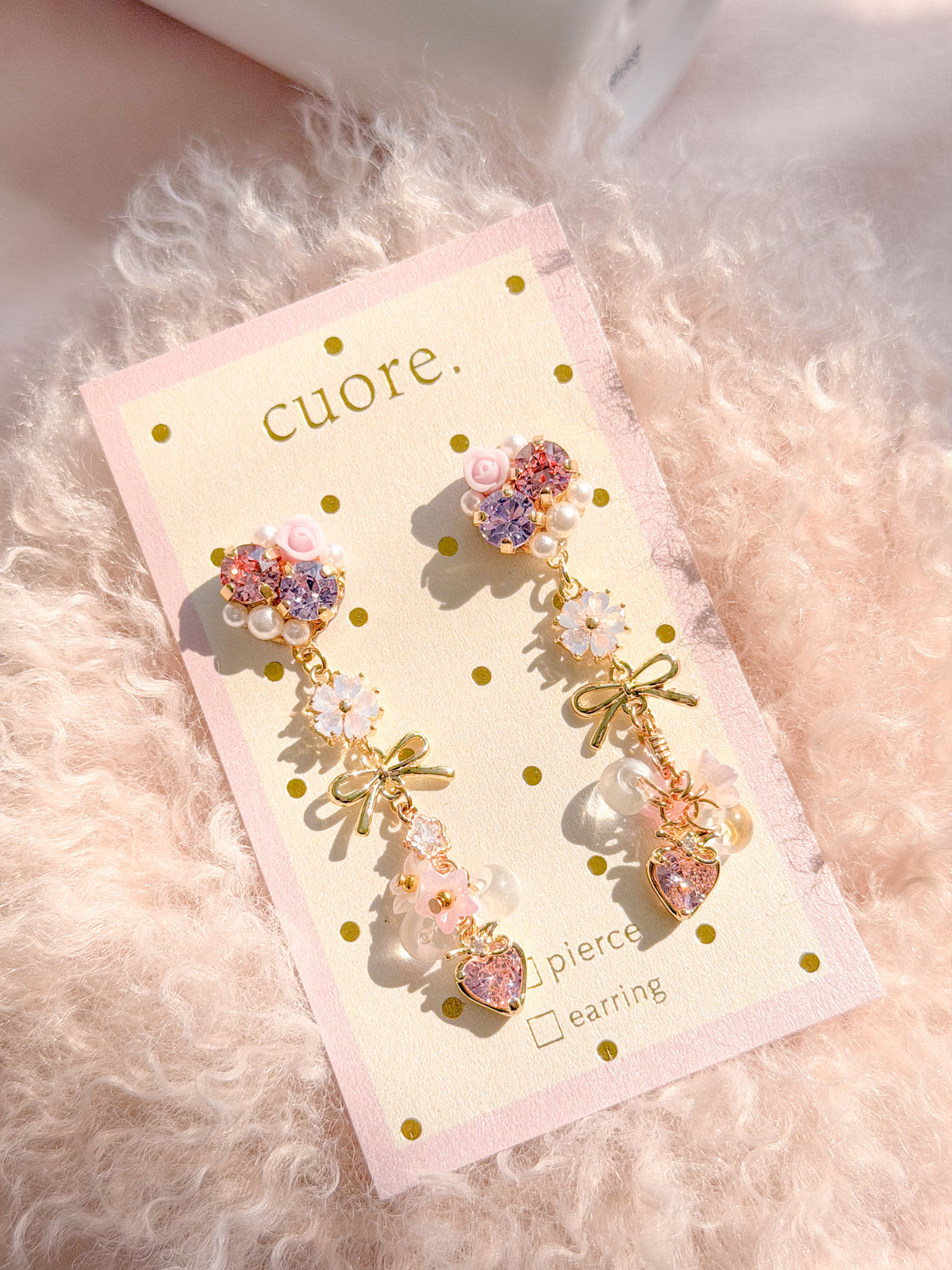 CUORE｜星光公主．蝶蝶結水晶耳環