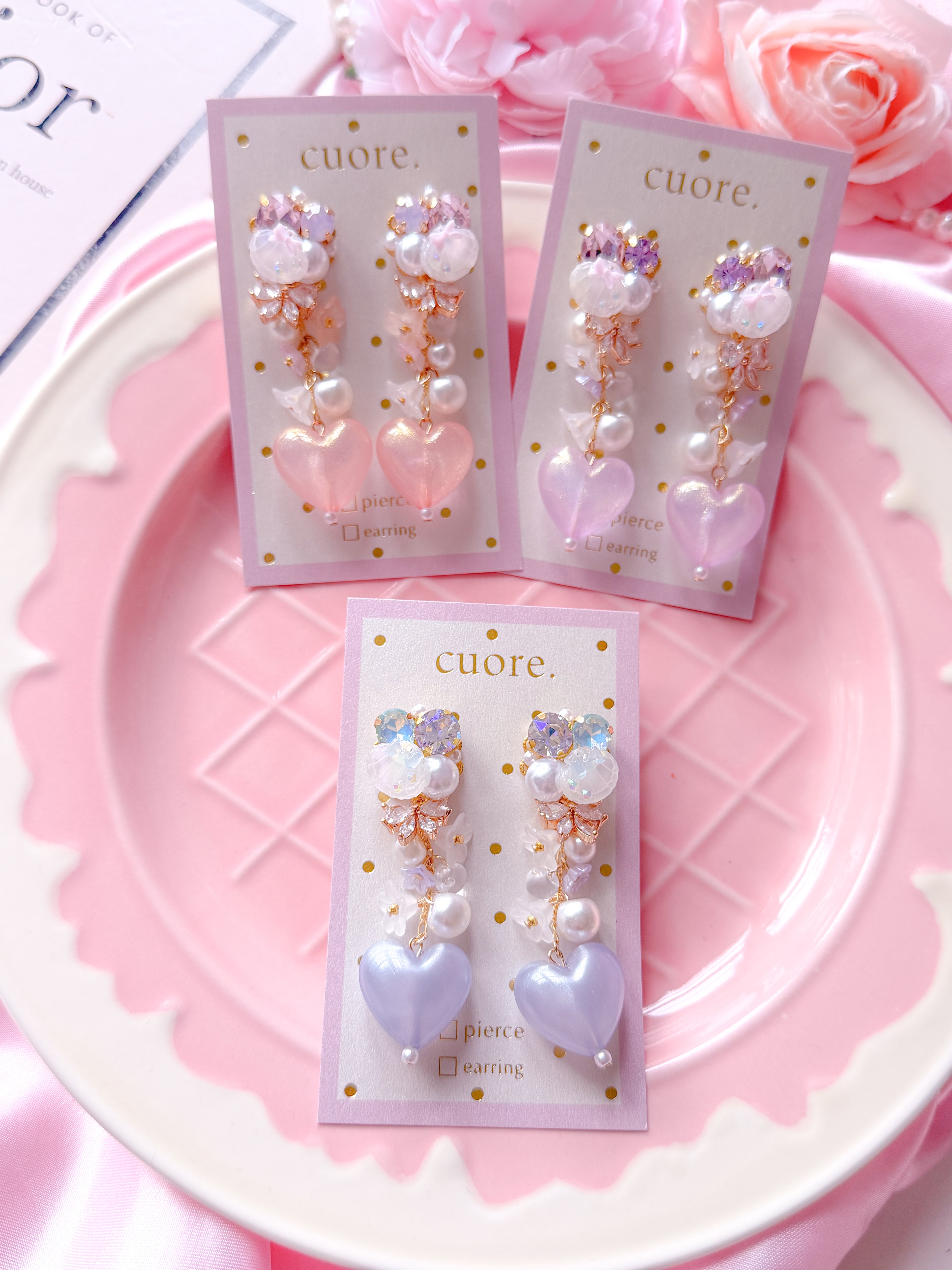 Cuore 獨家｜心心水晶光澤耳環