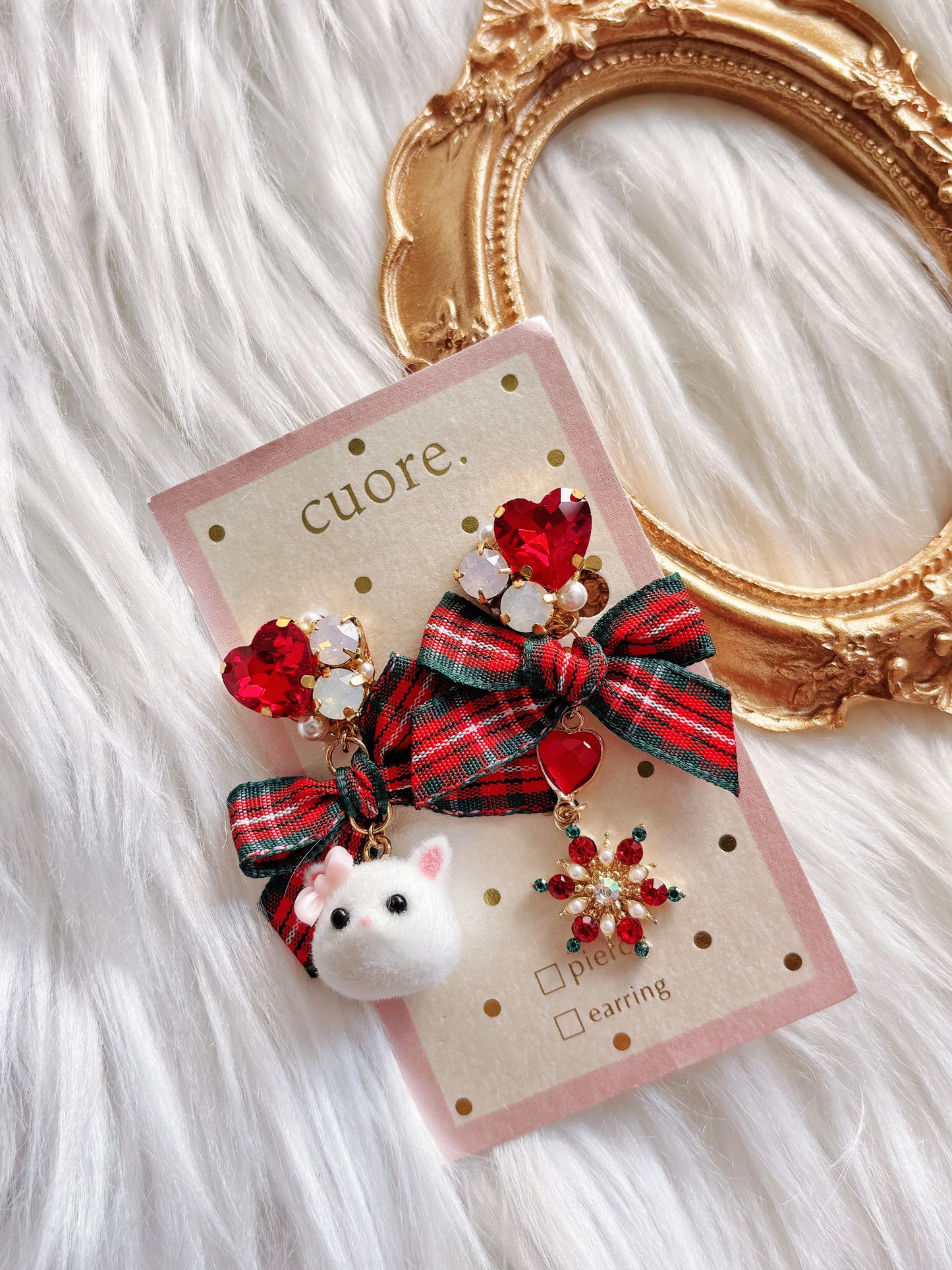日本手工—聖誕小貓咪耳夾￼