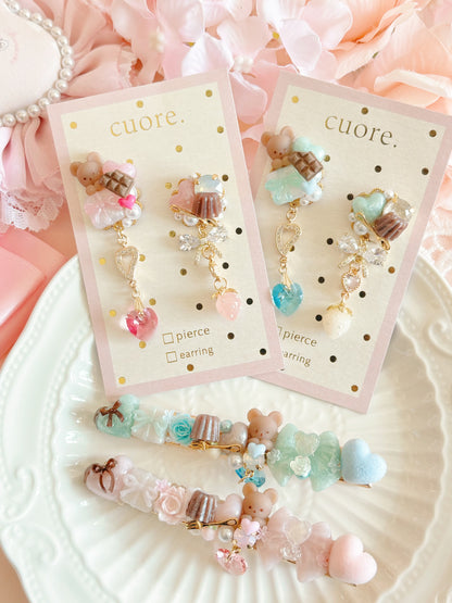 日本手工-CUORE 小熊甜心朱古力造型耳環