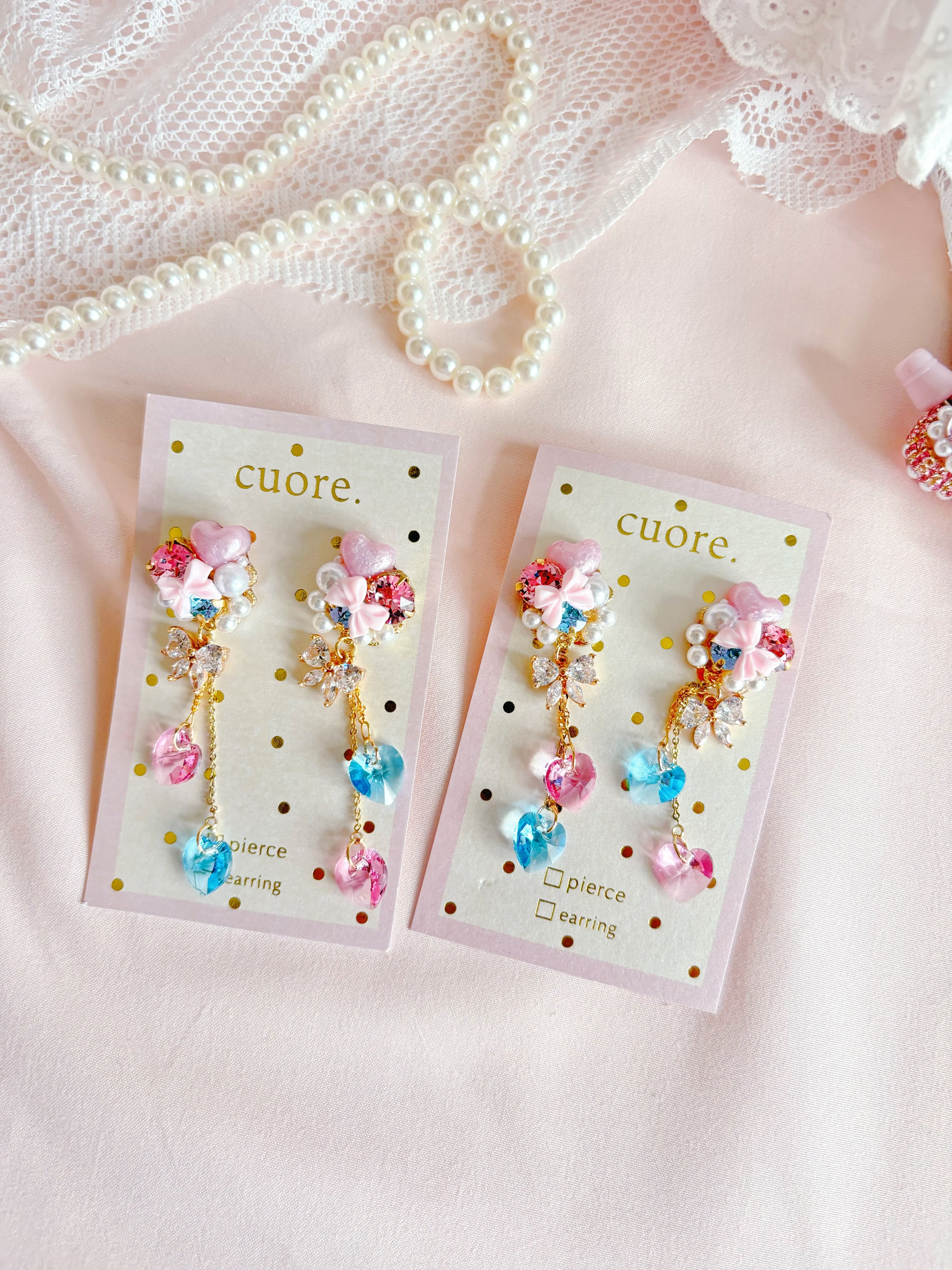 夢幻粉藍耳夾/耳針