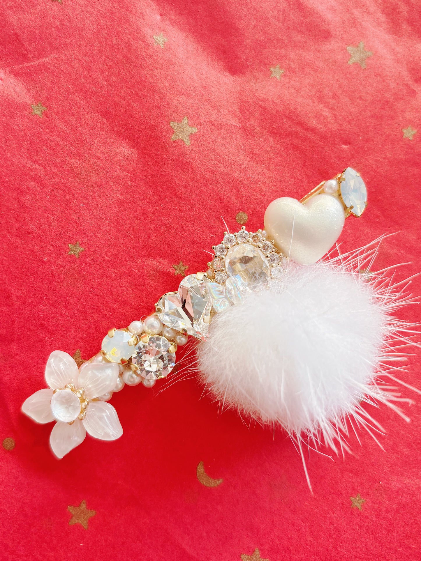 日本手工—公主閃鑽毛毛髮夾