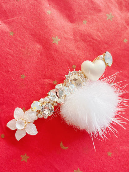 日本手工—公主閃鑽毛毛髮夾