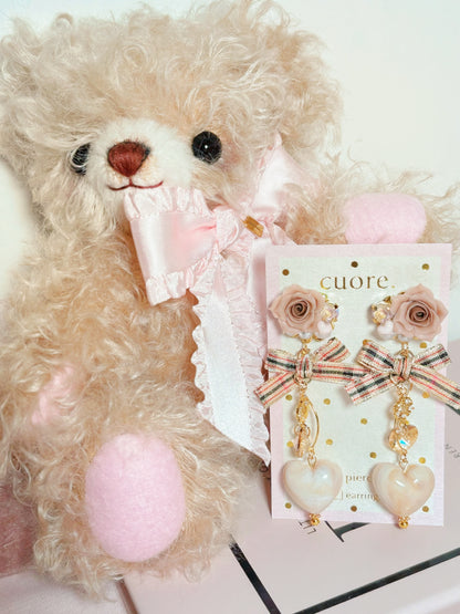 日本手作-秋日樹脂玫瑰花耳環