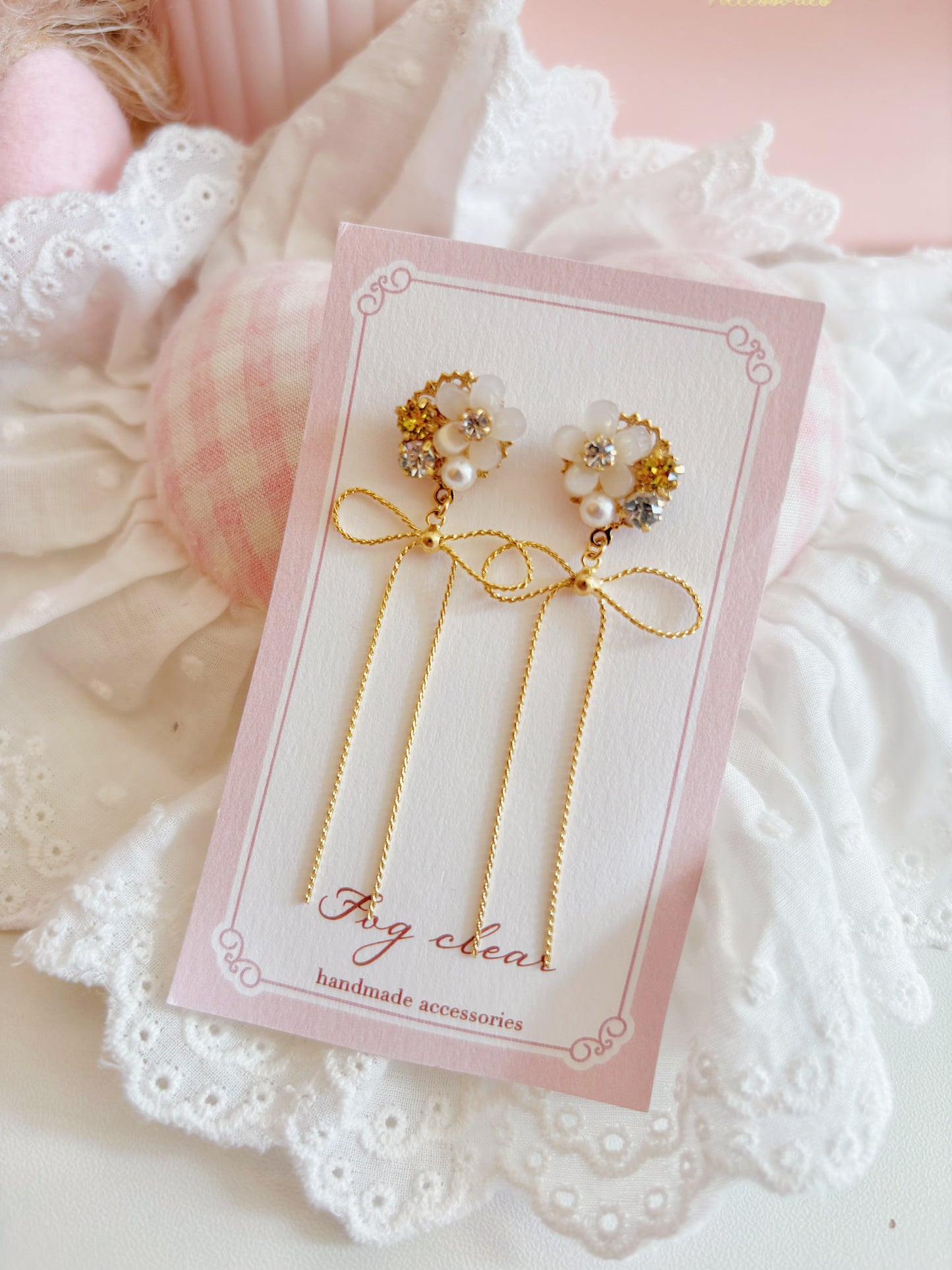 優雅簡約蝴蝶結花花耳環