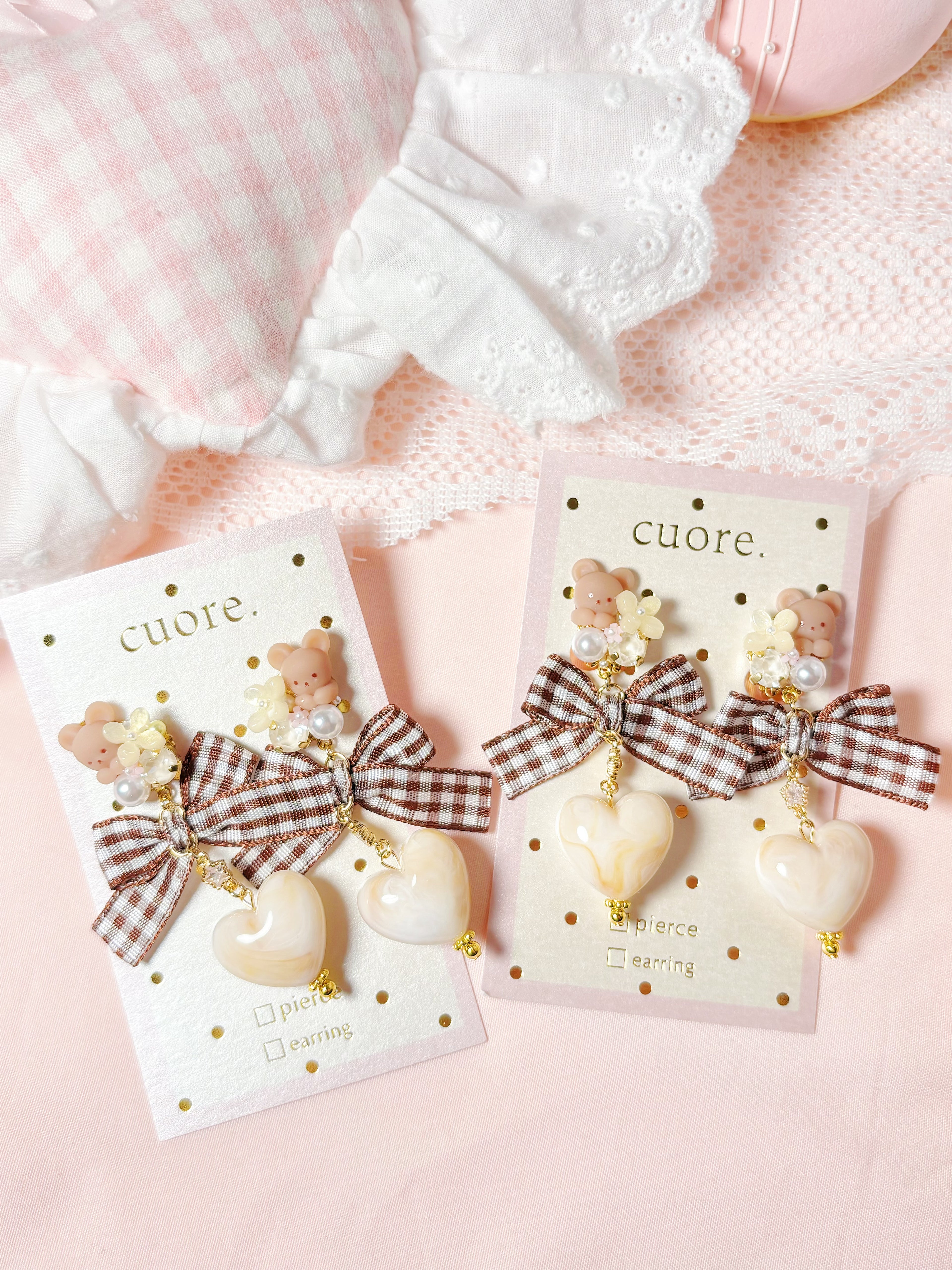 棕色小熊仔耳環|耳夾