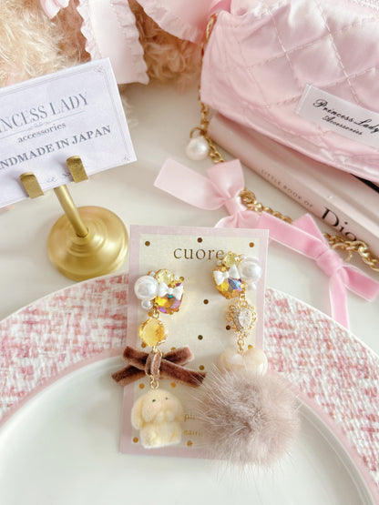 香港地區限定-旺財小狗毛茸耳環