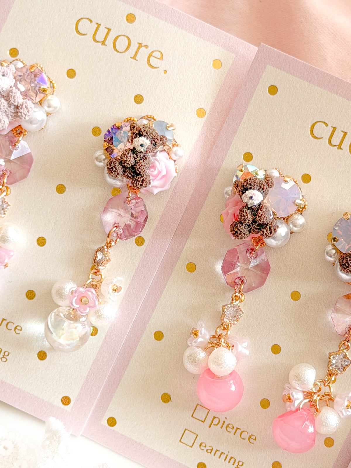 CUORE｜泰迪小熊公主珠珠耳環