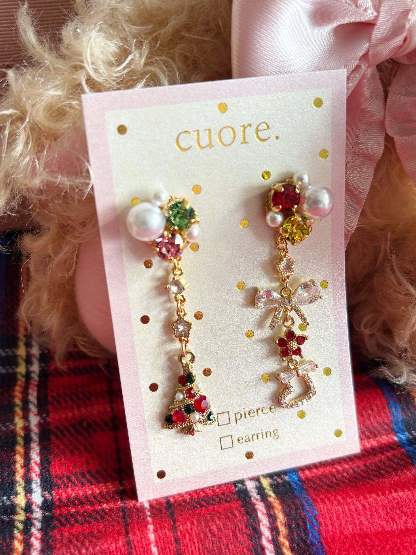 日本手工-聖誕可愛吊飾耳環